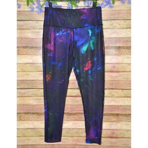 Everlast Colorful Athletic Leggings Size L Watercolors Workout Gym Wear Casual